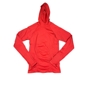 Athleta Womens Size Medium Tracker Hoodie Red Fitted Running Long Sleeve